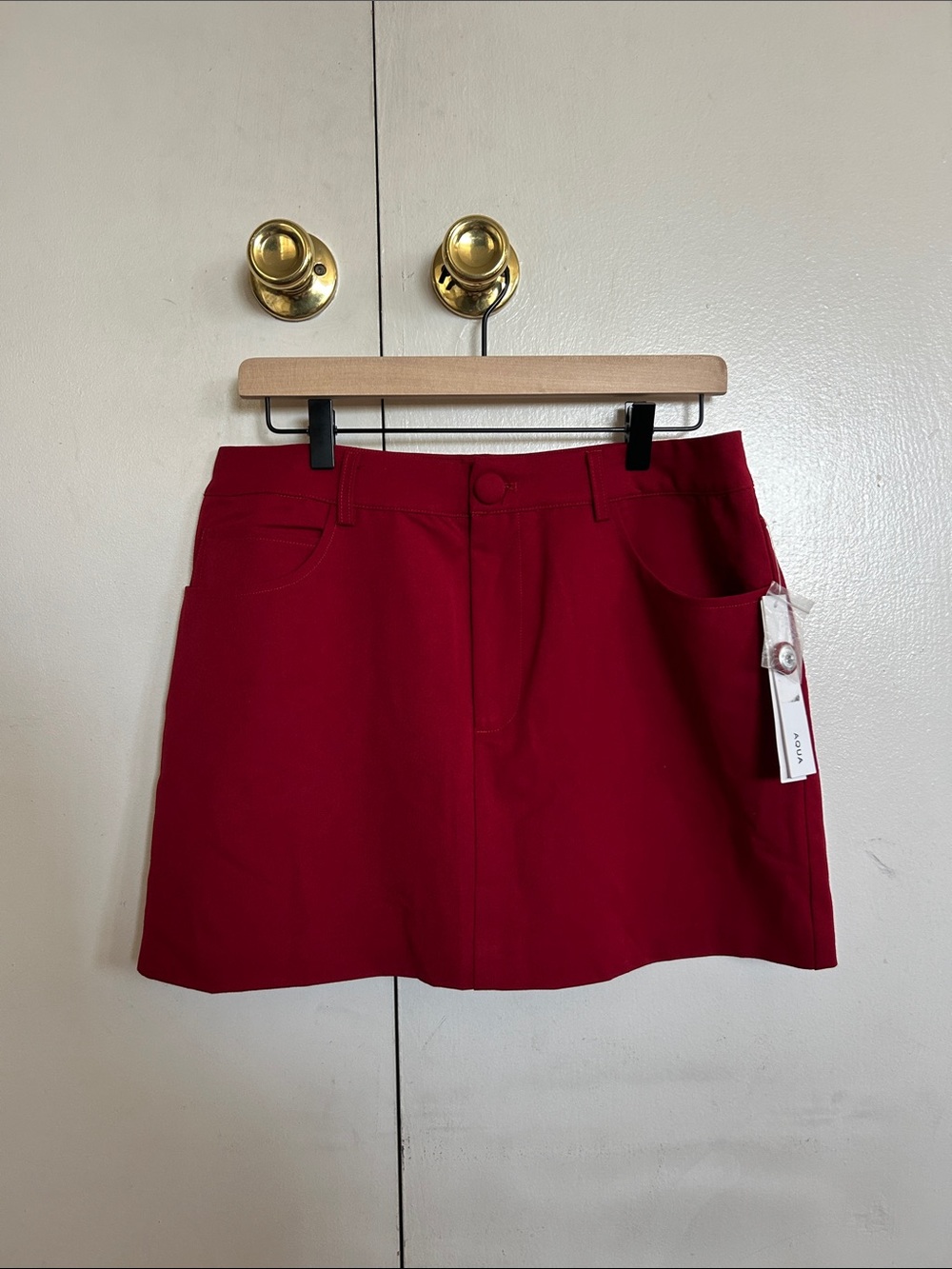 Aqua Red Five-Pocket Mini Skirt